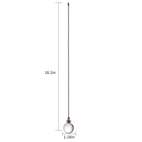 Image of Ceiling Fan Pull Chain, 2pcs Clear 30mm Diameter Crystal Ball Fan Pull Chain, 20 Inches Fan Pulls Set with Connector Ceiling Fan Pull Chain Ornaments Lighting Accessories