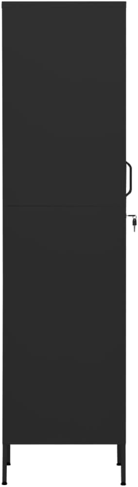 Black Steel Locker Cabinet 13.8x18.1x70.9 Inches with Lock & Adjustable Shelves, Heavy Duty Storage for Office Home Garage, Modern Design Secure Organizer for Clothes Shoes Books Files