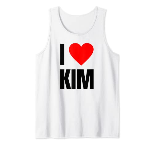 Me encanta Kim Nombre Personalizado Mujeres Corazón BFF Kimberly Girls Camiseta sin Mangas