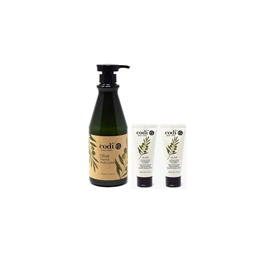 CodiNCodi Hand & Body Lotion Olive 750 ml Bottle and 2 Tubes Professional Size Moisturizer with Natural Extracts Hydrating Non-Greasy Formula for All Skin Types