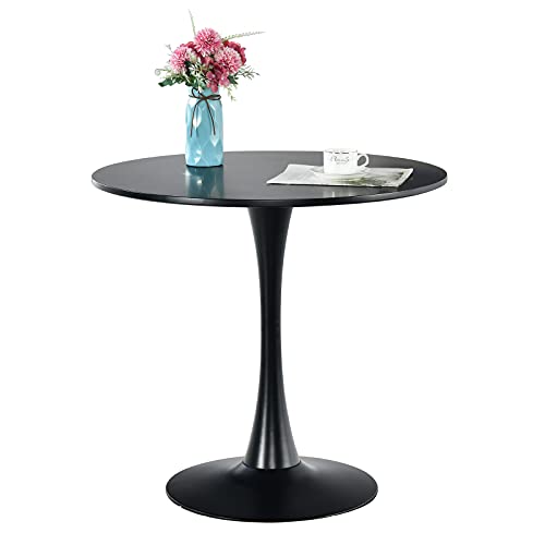 Modern Round Dining Table 31.5" - Tulip Dining Table with Round Top and Pedestal Base - Mid-Century Leisure Table Black - Modern Round Coffee Table for Kitchen, Dining Room, Living Room Modern Round Dining Table 31.5" - Tulip Dining Table with Round Top and Pedestal Base - Mid-Century Leisure Table Black - Modern Round Coffee Table for Kitchen, Dining Room, Living Room