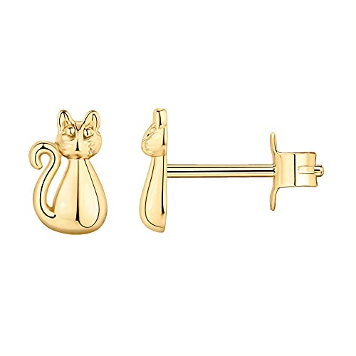 Image of PAVOI 14K Gold Plated 925 Sterling Silver Bar, Dot, Heart, Triangle, Star, Cat | Dainty Earrings for Women - Valentines Day Trendy Jewelry