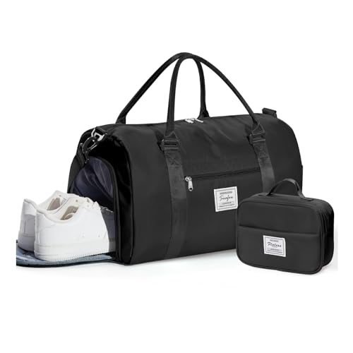 Image of Gym Bag Womens Mens with Shoes Compartment and Wet Pocket Travel Duffel Bag for Women for Plane Sport Gym Tote Bags with Toiletry Bag Waterproof Weekend Overnight Carry on Bag Hospital Holdalls