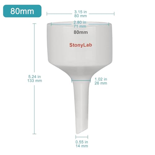 stonylab Büchnertrichter Trichter aus Porzellan, 80mm, Filtertrichter, OD 8cm ID 7.4cm, für Labor