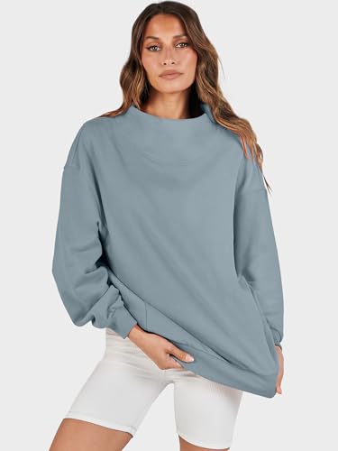 Image of ANRABESS Womens Oversized Sweatshirts Mock Neck Pullover