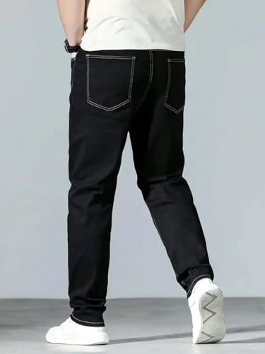 Image of KOTTY Mens Solid|Mid Rise| Coin Pocket|Button|Ankle Length|Loose Fit|5 Pocket Jeans for Mens