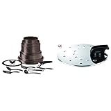 Tefal Ingenio Extreme effet pierre Batterie de cuisine 15 pièces, Poêles 22/24/28cm, Casseroles 16/20/22cm, Sauteuse 24cm, Couvercle L6789102 & L9939822 Ingenio Couvercle Antiprojection 20-28 cm