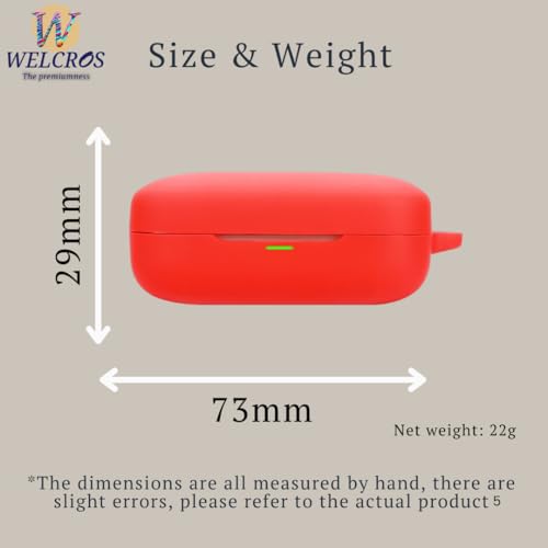 Image of WELCROS Soft Silicone Case Cover Compatible for Realme Buds Air 7 | 7 Pro (Red, with Keychain)