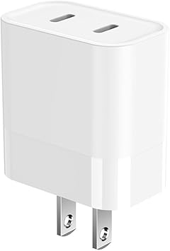 Pocxwa Dual Port USB-C Charger Block, 20W USBC Fast Charging Power Adapter | for Smartphone & Tablets