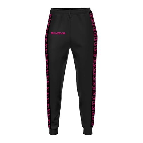 Pantalon Givova tricot band noir fuxia fluo 2XL jogging sport homme
