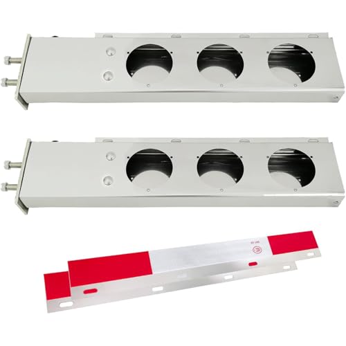 JIARU Stainless Steel Spring Loaded Mud Flap Hangers for Semi Trucks Rear Bar with Light Cutouts and Reflective Plate 2.5 Inches Bolt Spacing (Circular Hole)