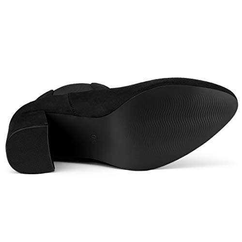 Allegra K Women's Round Toe Chunky Heel Chelsea Ankle Boots Black 8 M Us #TOP5