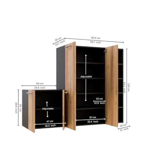 Image of Spyder Craft 4 Door Louis Modern Shoe Rack -Transform Your Space with Ample Storage,Chic Style Footwear Stand Organizer for Hall, Entryway, Color-Black & Oak DIY(Do-It-Yourself)