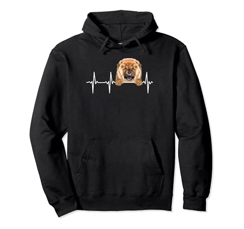 Funny Dog Heartbeat For Chow Chow Lovers Pullover Hoodie, Black