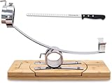 Genérico Soporte Jamonero Basculante 360º con Cabezal Giratorio 3 Claveles + Cuchillo Jamonero Alveolado Profesional Estrecho 29 Cm