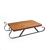 Remenna Christmas Sleigh Serving Board, 15 inch Metal and Wood Decorative Platter, Holiday Tabletop Decor