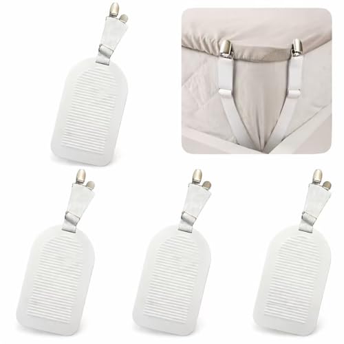 シーツずれ防止クリップ 4個入り ベッド・布団兼用 マットレス固定 寝返り時も外れにくい 四隅しっかりホールド 全サイズベッド対応 金属スチール＋ナイロン製 ワンタッチ装着 生地を傷めない