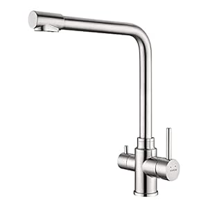 KAIBOR Rubinetto Cucina 3 Vie Rubinetto per I Sistemi Osmosi Inversa Miscelatore 3 Vie Cucina Girevole a 360 ° Acqua Fredda e Calda