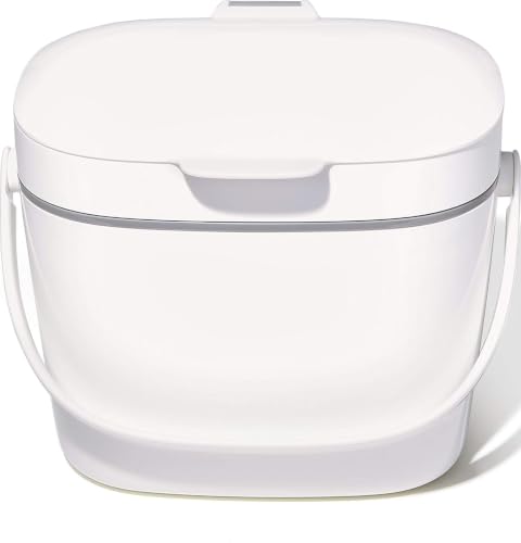 OXO Good Grips Easy-Clean Compost Bin, White, 1.75 Gal/6.62 L