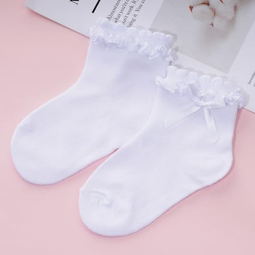choyaxo 6 pairs Girls Ruffle Socks Frilly Socks Cute Dress Sock School Sock for Toddler Girls4