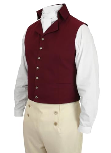 Historical Emporium Men's Regency Folded High Collar Dress Vest, Cotton Dress Granville Waistcoat2