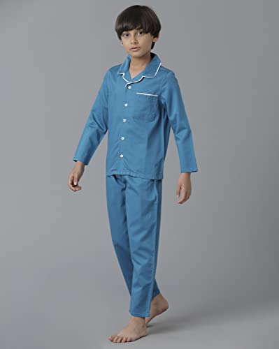 Image of Under Fourteen Boys Cotton Night Suit Set | Soft Breathable 2Pcs Sleepwear /Nightwear /Sleepsuit /Loungewear Co-Ord | Checks Top & Pyjama | Elastic Waist & Pockets | Multicolor Pajama Party & Gifting Set