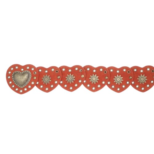 Hollow Disc Belt Western Style Exaggerated Cowboy Wide Disc Belt Metal Buckle Vintage Soft Belt for Women (light brown)4