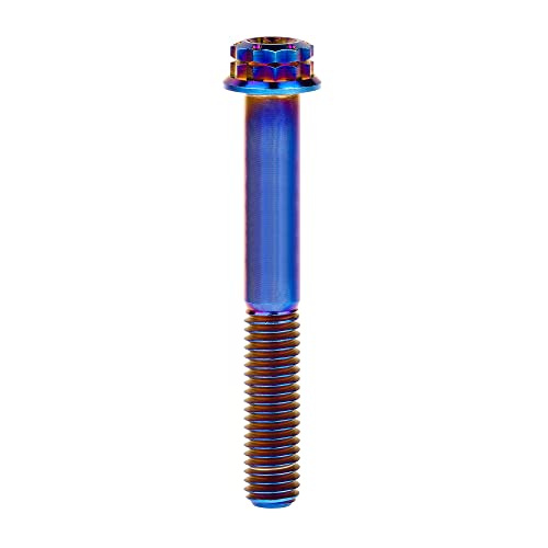 Image of Titanium Flange 12 Point Head M8 x15 20 25 30 35 40 45 50 55 60 65mm Screw Bolt Pack of 4 (M8x60mm, Burning Blue)