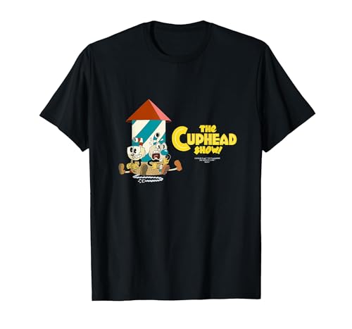Maglietta Cuphead Show! Cuphead e Mugman Rocket Maglietta, Uomo, Nero, S