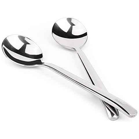 Tibitdeer Titanium Serving Spoons Set Of 2,Strong Ultra Lightweight (Ti) Soup Spoons, Dishwasher Safe Table Spoon Reusable Titanium Cutlery Set for Travel/Camping Everyday Use Cover