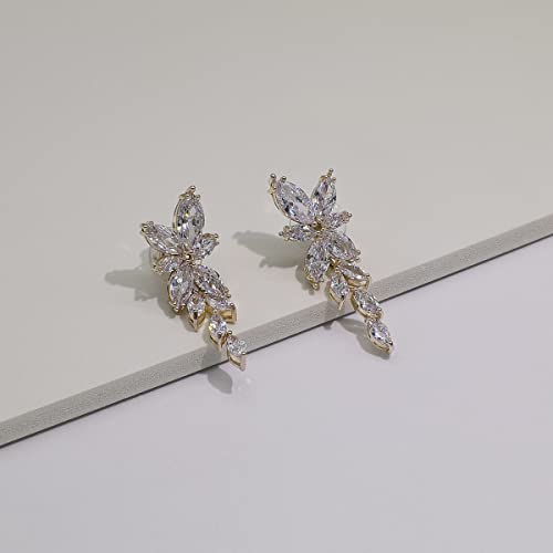 UDYLGOON Elegant Wedding Earrings Bracelet Jewelry Set for Bridesmaid Wedding Prom Homecoming, Sparkle Marquise Imitation Cubic Zirconia Diamond3