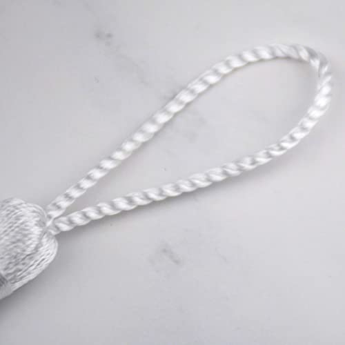 Image of Makhry 20pcs 4.3 Inch Handmade Silky Floss Mini Tiny Craft Tassels with 2-Inch Cord Loop and Small Chinese Knot for Earrings, Souvenir, Bookmarks, DIY Craft Accessory,Tags (White)