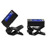 Besshepplo Afinador Digital Compacto para Guitarra, bajo, Ukelele y violín con Pantalla LCD y Sensor de vibración, Funciona con Pilas.