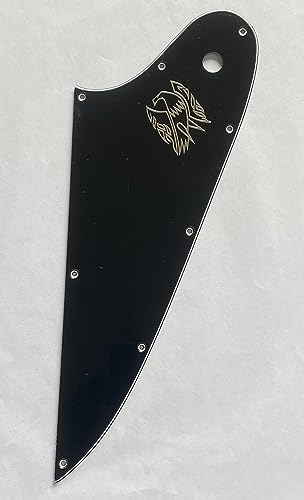 Para Gibson Firebird   Golpeador de guitarra con logotipo plateado (3 capas negro)