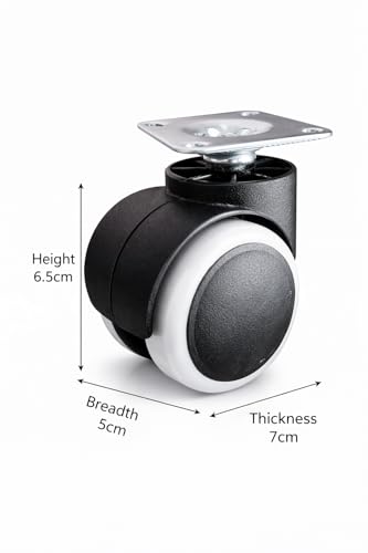Image of Castersman Chair Wheel Plat, Castor Nylon Revolving Chair Wheel Black, White, Black, 1 Set of 4 PCS)