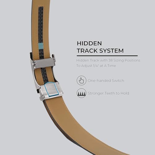 Men's Ratchet Leather Belt Leather 1 3/8" for Casual Golf Dress Pants Shirts, Adjustable Fit, Comfortable and Easy To Use4