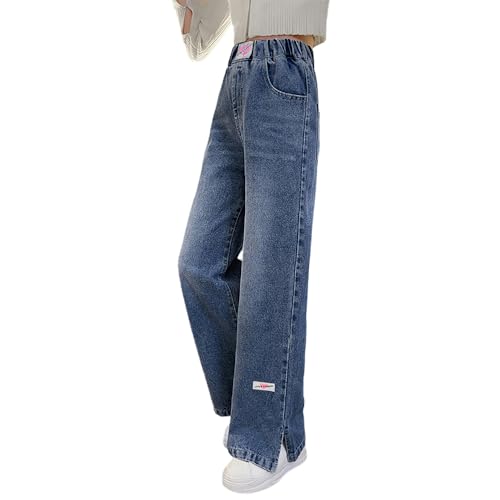 Girls Baggy Jeans, Weaving Mark Denim Pants with 4 Pockets - Casual Tween Girls' Wide-Leg Jeans4