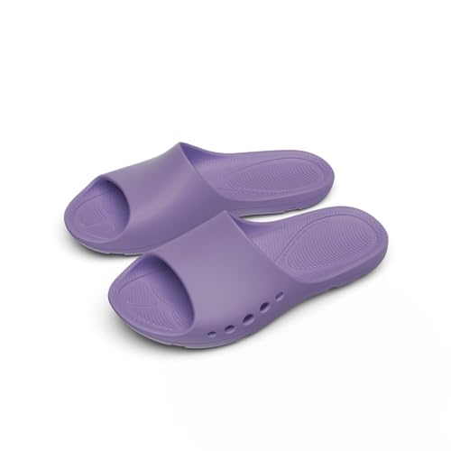 Image of KENROLL KW211 Non Slip Shower Slides, Thin Flat EVA Slippers | 7 drainage holes (5 side+2 bottom), rubber anti-slip patches, lightweight, for pool beach dorm gym, unisex, barefoot feel