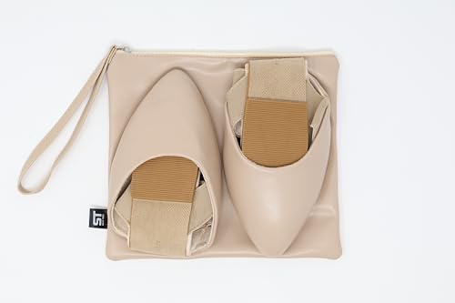 Image of Silky Toes Foldable Flats for Women | Ankle Strap Dress Shoes with Purse for Weddings, Events, & Parties