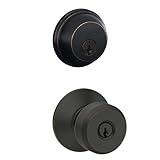 Schlage FB50 N V BWE 716 Single Cylinder Deadbolt and Keyed Entry Bowery Knob, Aged Bronze