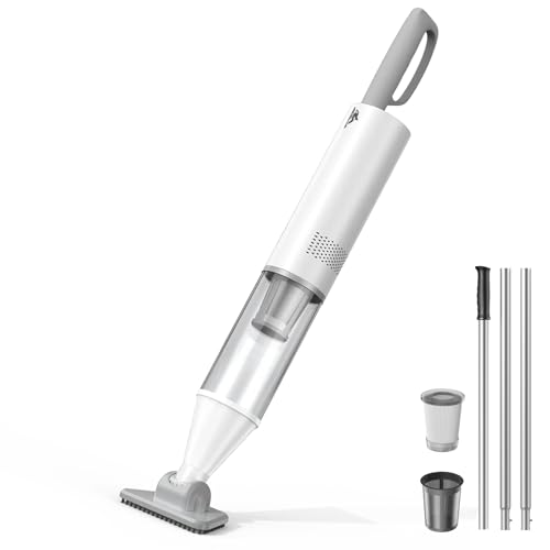 Cordless Spa Hot Tub Vacuum, Handheld Rechargeable Pool Cleaner, 16 Gallons/Min Powerful Suction, Extendable Pole up to 98.4“, 60 Min Runtime for Leaves, Debris, White