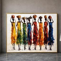 Peinture à l'huile sur toile de femmes africaines toile décorative 60x80cm