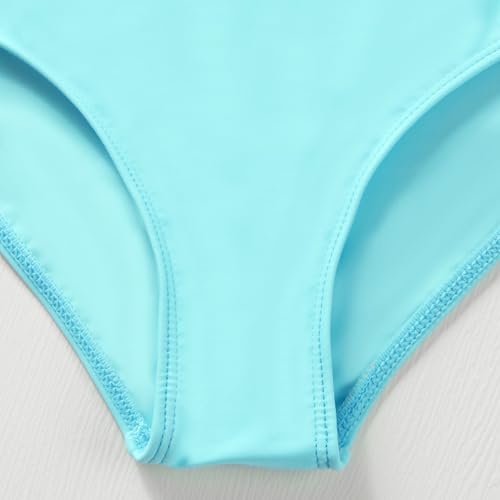 Girls' One-Piece Swimwear High Waisted Long Sleeve Quick Dry Holiday Classic Color Block Summer Beach Swimwear4