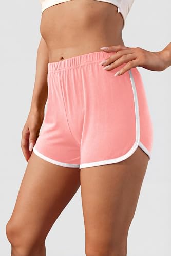 Image of URATOT 2 Pack Yoga Short Pants Summer Running Athletic Shorts Women Dance Gym Workout Elastic Waist Shorts