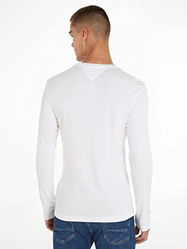 Tommy Jeans Herren Tjm Original Rib Longsleeve Tee Dm0dm04409 Langarm Strickoberteile, Weiß (Classic White), L EU