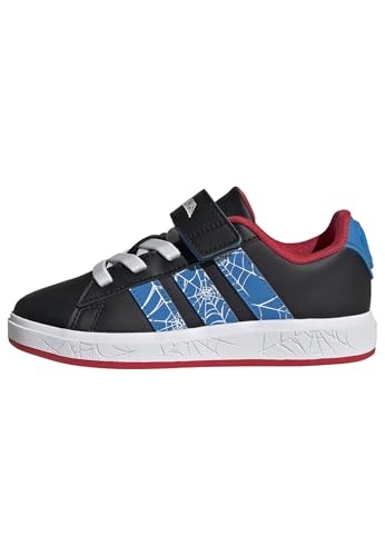 Adidas Unisex-Kids Marvel Spider-Man Grand Court, Black/Bright Blue/Pure Ruby, 13