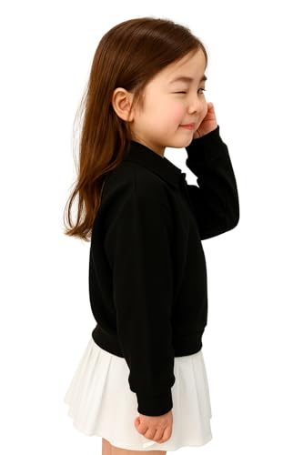 Image of JC JUMMY COUTURE Kids Long Sleeve Polo Shirt, Classic Collared Style, Available in White, Black and Brown, Cotton Blend, School Uniform