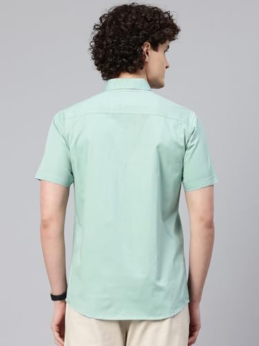 Image of Majestic Man Slim Fit Pure Cotton Half Sleeve Solid Casual Shirt