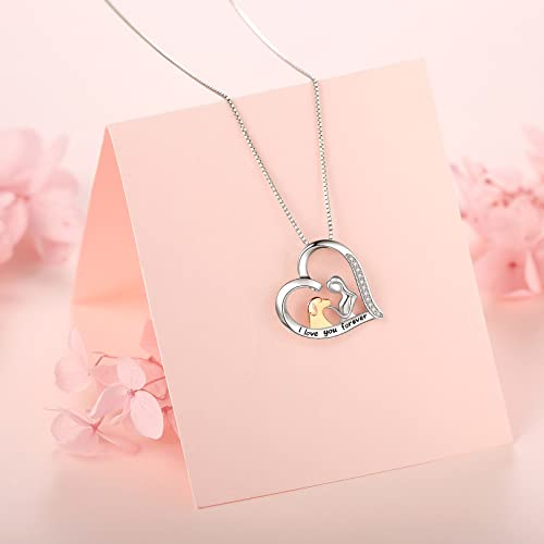 Aslbunm Dog Necklace 925 Sterling Silver I Love You Forever Cute Animal Pet Puppy Pendant Necklaces Jewelry Gifts For Women Daughter Sister #TOP3