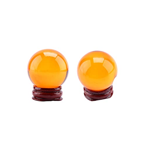 Bola de Esfera de Cristal Citrino de 40 MM, Cristal de Feng Shui, Bola de Cristal Transparente Natural, Cristal de Cuarzo Citrino con Soporte para la Riqueza Cover